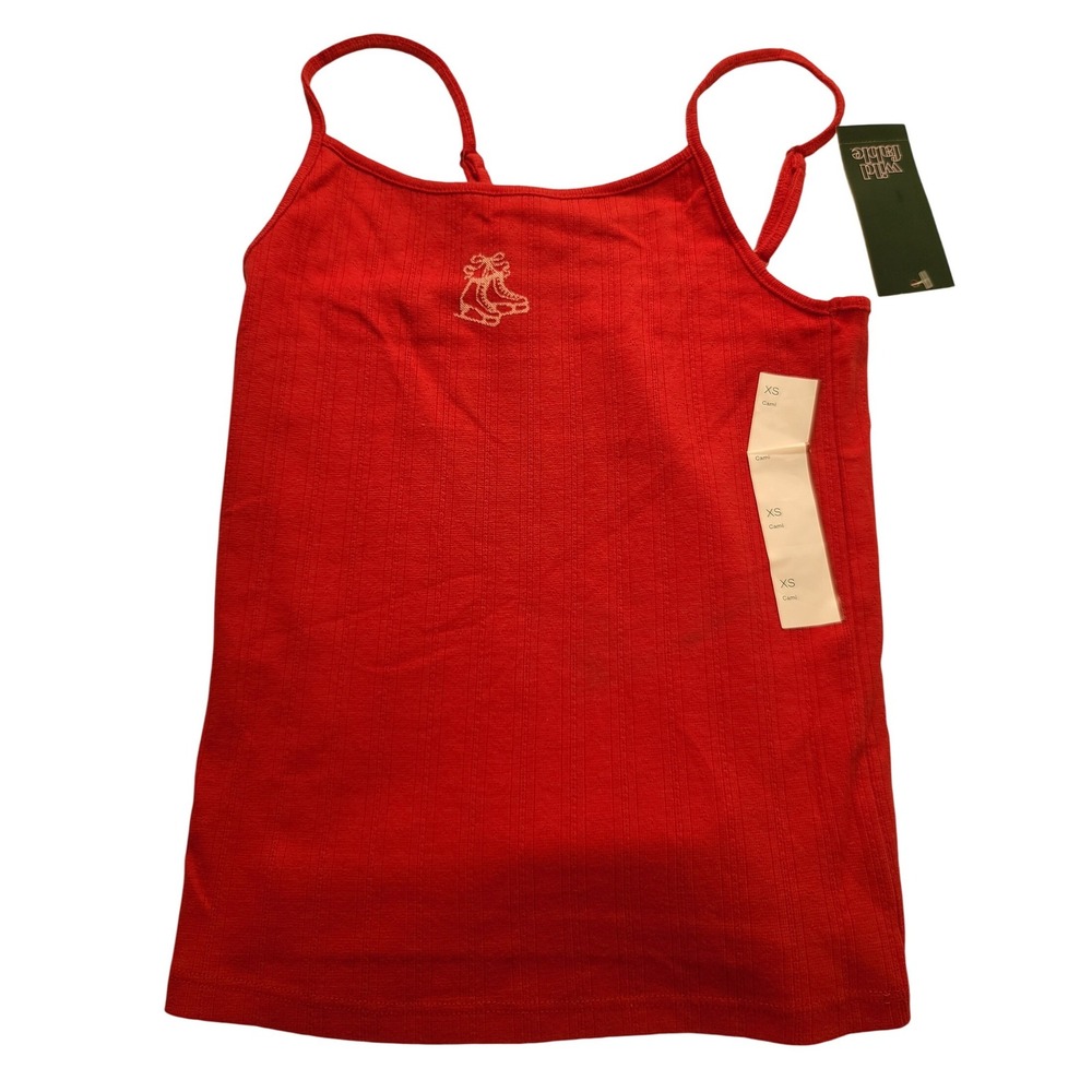 Wild Fable Red Ribbed Cami Tank Top Embroidered Women's XS Adjustable Strap